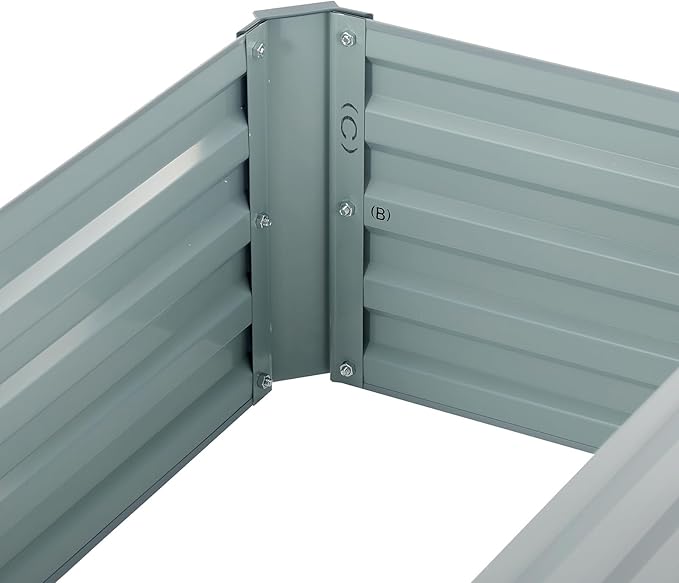 Meberam 2 Pack 4x2x1FT Galvanized Raised Garden Bed Kit, Outdoor Metal Planter Box for Vegetables, Bottomless Rectangular Gardening Bed with Support Rods, Tool-Free Assembly, Gray