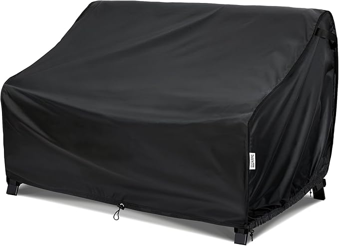 Waterproof Patio Sofa Cover 58"W x 32.5"D x 31"H, Outdoor Loveseat Couch Windproof Cover with Buckle Straps & Air Vents, UV Resistant, Black