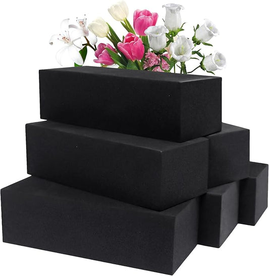 Prashent 6 Pcs Black Floral Foam Blocks for Artificial & Dried Flowers, Reusable & Water Resistant, Easy to Cut and Shape, Ideal for Home, Wedding, Events & DIY Crafts, 7.8” L x 3.5” W x 2.4” H