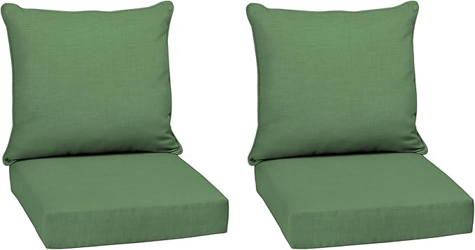 Arden Outdoor Deep Seat Cushion Set (2-Pack), 22 in x 24 in, Weather-Proof, Rain-Proof, Fade Resistant Patio Cushion for Chair, Sofa, and Couch Bright Moss Green Leala