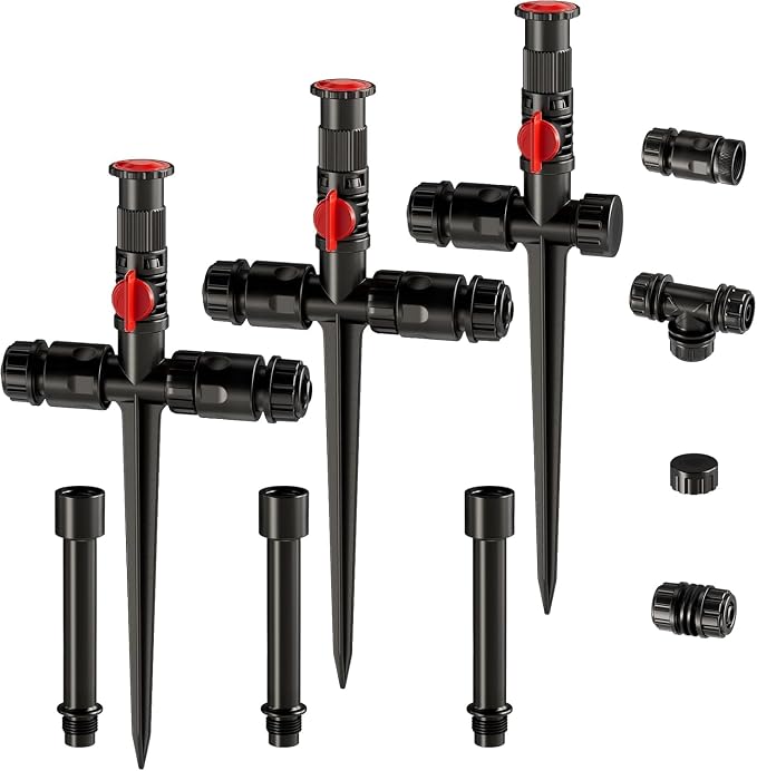 Flexible Sprinkler System, Above Ground DIY Irrigation Kit | Multi-Adjustable Lawn Sprinkler Set, Ideal for Plant and Flower Bed Watering (Garden Hose Not Included)