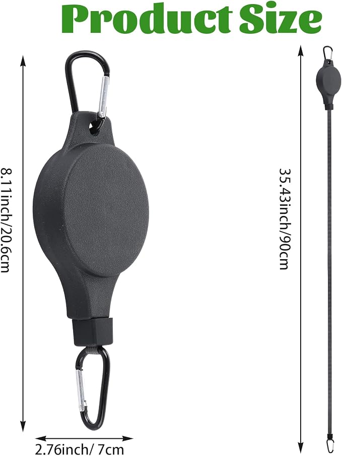 YAYODS 8 Pack Retractable Plant Hanger Heavy Duty Plant Pulleys for Hanging Plants, Adjustable Plant Hanger Pull Down Hook for Garden Baskets Pots,Birds Feeder and Grow Lights, Black