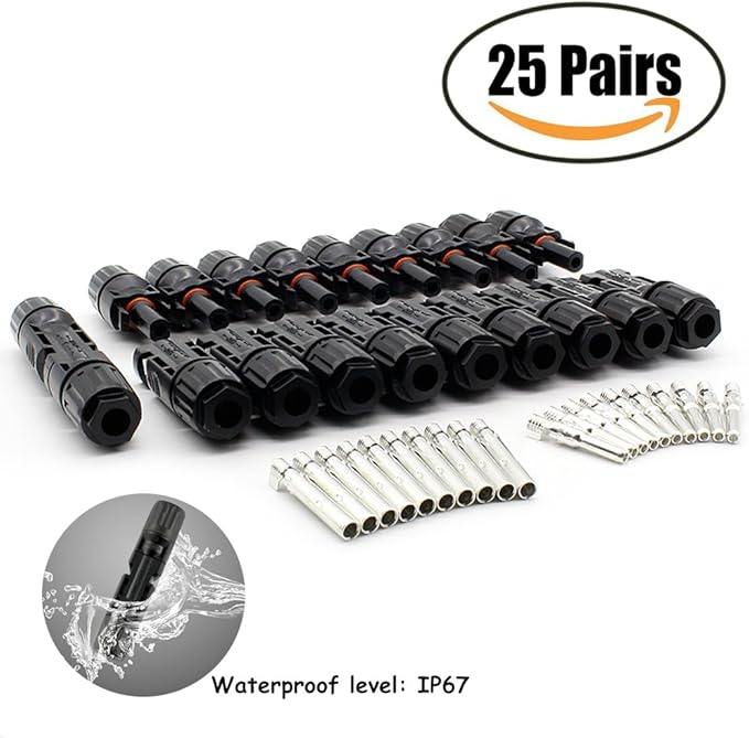 25Pairs / 50PCS Solar Connectors - Male & Female IP67 Waterproof Connector (25 Pairs Solar connectors)