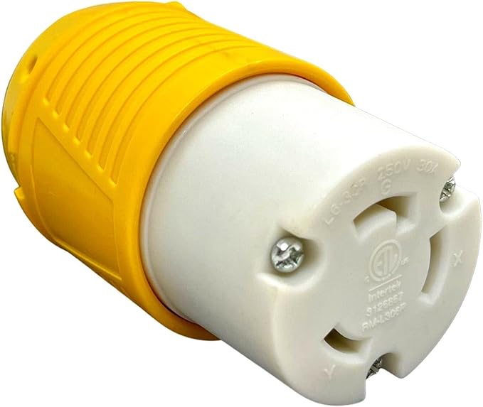 Sintron NEMA L6-30R 30 Amp Twist Lock Plug, 250 Volt 2 Pole 3 Wire, ETL Listed, Female Plug Locking Connector for Welder Generator Transfer Switches,Power Tool, Industrial Grade, Grounding 7500 Watts