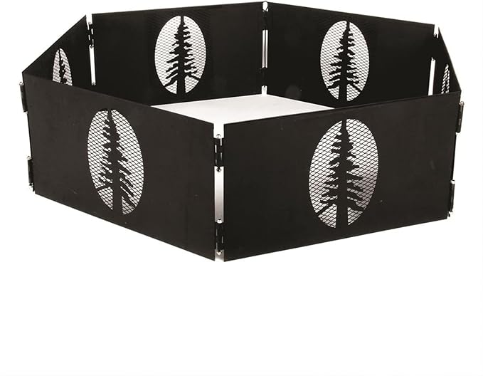 Camco Portable 27 x 8.5" Outdoor 6 Piece Collapsible Steel Campfire Ring with Storage Bag for Safe Natural Wood Burning Fires