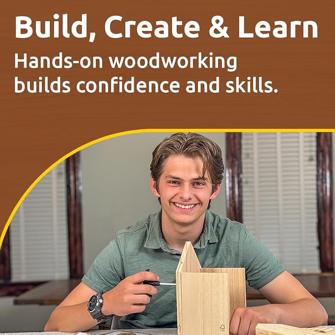 SparkJump Outdoor Craft Builder Bundle – Cottage Birdhouse DIY Kit with STEM Woodworking Candy Dispenser Project for Kids & Families