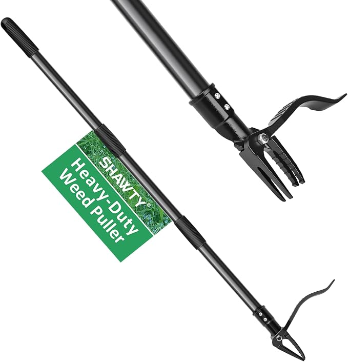 Stand Up Weed Puller Tool with Steel Long Handle - Made with All Steel Handle & 4-Claw Steel Head - Easily Remove Weeds Without Bending, Pulling, or Kneeling (46.6inch)