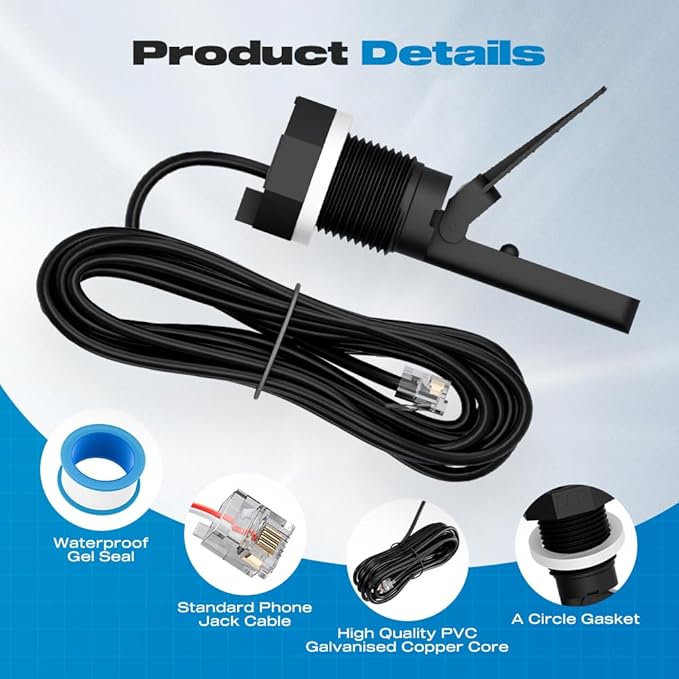 Flow Switch, GLX-FLO-RP for Hayward Goldline Aquarite Salt System Pool Flow Sensor Suitable Hayward Salt Cell and Chlorine Generator with 15ft Cable Pool Flow Switch