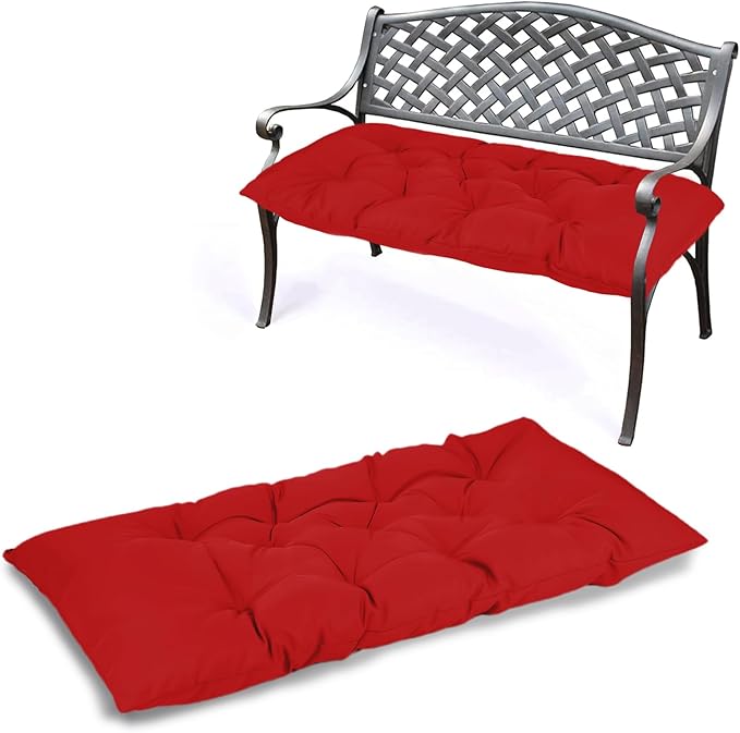 Yddsky 47.3 in Waterproof Indoor/Outdoor Garden Bench Seat Cushions，Thicken Patio Bench Soft Rocking Chairs Pad Lounger Seat for Wicker Loveseat Settee（47.3 X 19.6 X 3.9 inch，Red ）