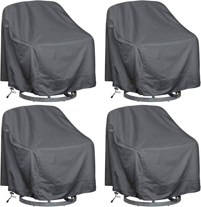 Outdoor Swivel Lounge Chair Cover 4 Pack,Waterproof Heavy Duty Outdoor Chair Covers, (39" W X 37" D X 38" H) Patio Furniture Cover for Swivel Patio Lounge Chair,Grey