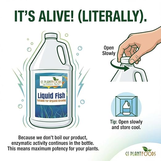 GS Plant Foods Liquid Fish Fertilizer - Organic Material Review Institute Listed (275 Gallons) – Natural Hydrolyzed Fish Fertilizer for Gardens, Lawns & Container Growing