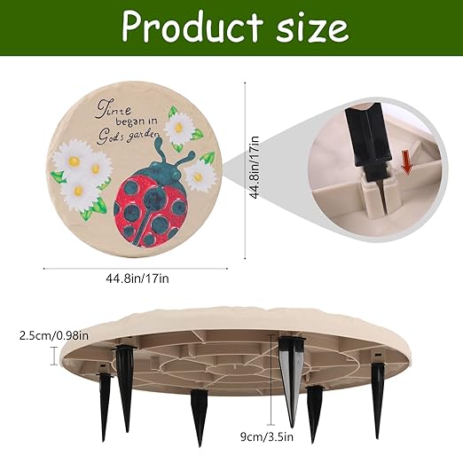 4Pcs Round Sunflower Stepping Stone Outdoor Garden Walkway, Durable Plastic Pavers for Patio, Pathway, and Landscaping, Weatherproof Stepping Stones with Ground Stakes (Round Butterfly)