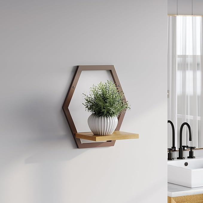 3 Packs Wall Plant Stand with Board (2 pack coffee)