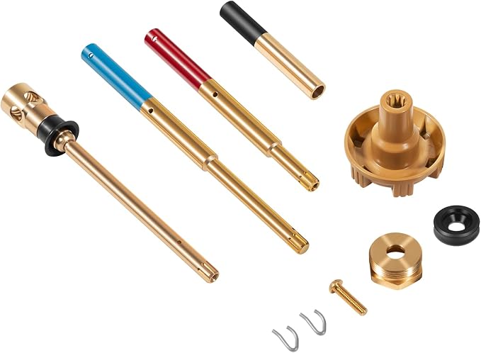 RK-ADJ-PRV Adjustable Rod Repair Kit, Compatible with Woodford 14 16 17 19 22 V22 Faucets, Universal PRV Upgrade Anti-Burst Design, Heavy-Duty Brass Stem & Metal Handle Repair Set (10pcs)