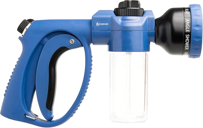 5-Pack Corvid Adjustable Nozzle with Soap Dispenser, 8-Pattern Spray Hose Nozzle for Cleaning Cars, House, and Pets - Lightweight Plastic Design