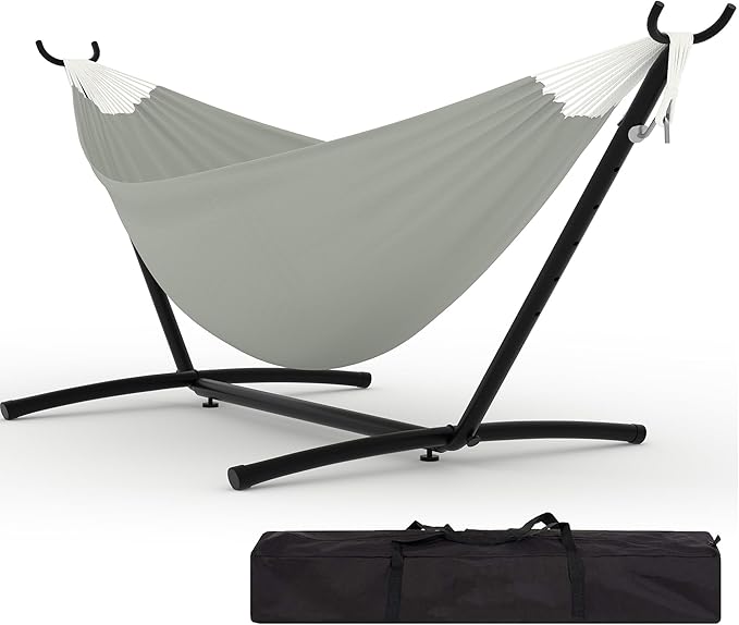 Garvee 2 Person Hammocks with Stand for Outside, Double Hammocks Portable Space Saving Heavy-Duty Steel Stand for Indoor Outdoor Patio with Carrying Bag, 450 lbs Capacity