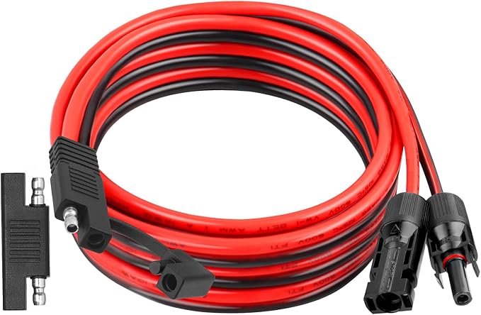 XRDS -RF 10AWG SAE to Solar Panel Connector Cable 15FT, Heavy-Duty Tinned Copper, Solar Extension Cable with SAE Polarity Reverse Adapter for Solar Power Systems and Battery Connections