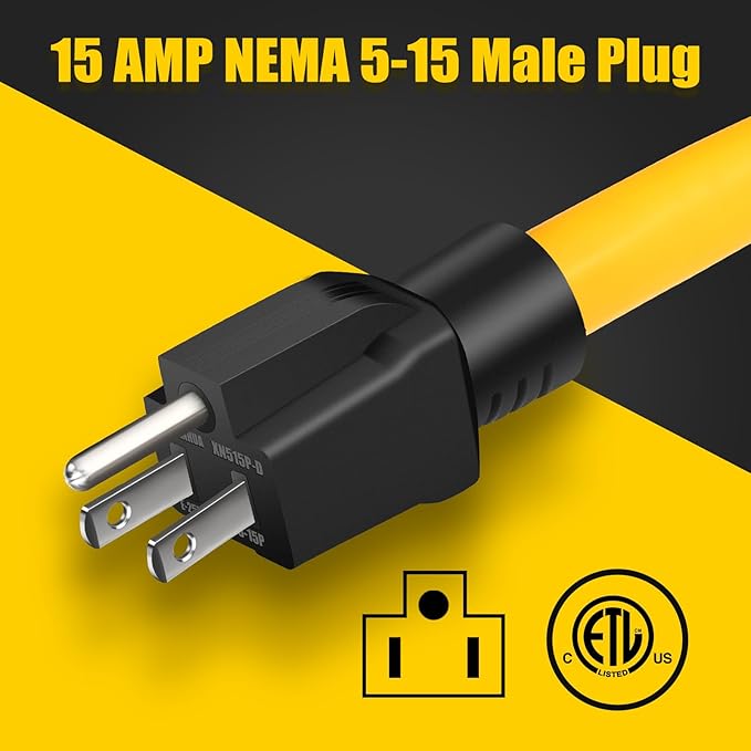 5-15P to L14-30R Power Adapter Cord, Household 3 Prong 15 Amp 5-15 Male Plug to 4 Prong 30 Amp L14-30 Female Receptacle Twsit Lock,Generator to House Inlet Box Adapter, ETL Listed