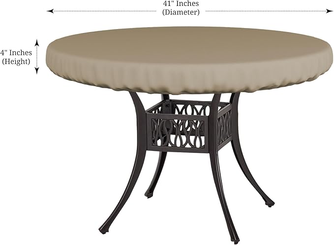 Covers & All Round Table Top Cover, 12 Oz Waterproof UV & Weather Resistant Patio Table Cover, Outdoor Table Cover for Patio Outdoor Furniture & Coffee Table (41" Dia x 4" H Inches, Beige)