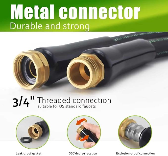 Garden Hose 50FT – Lightweight Water Hose 3/4”, Flexible Hose with 10 Sprayer, Burst-Resistant, Anti-Kink for Outdoor Use, Watering(Green)