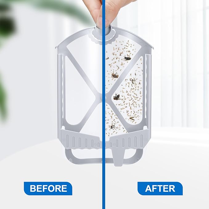 Flying Insect Trap & 5 Cartridges - Attracts and Traps Flying Insects Fruit Flies Mosquitoes - Compatible with Refill (1 Plug-in Base + 5 Cartridges)