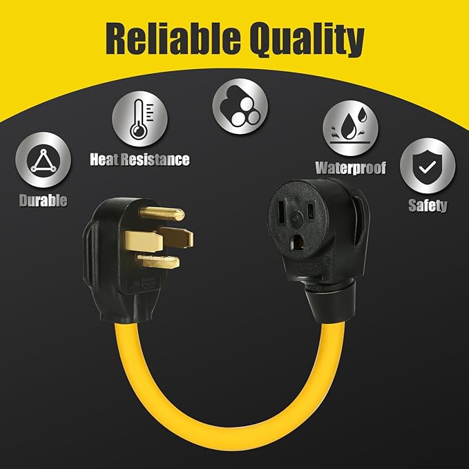 PLIS NEMA 14-30P to 6-50R Welder Adapter Cord, 30 Amp 4 Prong Dryer Male Plug to 50 Amp Welder Female Connector, for Welding Machine EV Charger, STW 10 AWG ETL Listed