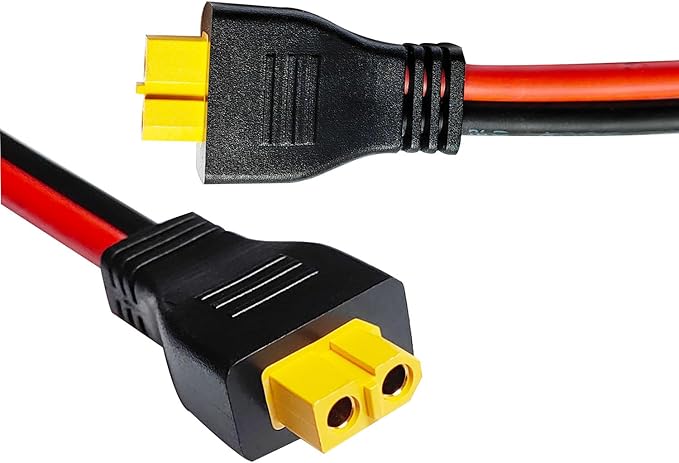 XT60 Y Splitter Cable, XT60 Female to Dual Male Connector Adapter,10AWG XT60 Extension Cable, for Drone Solar Portable Power Power Station and Solar Panel etc-30cm/1ft