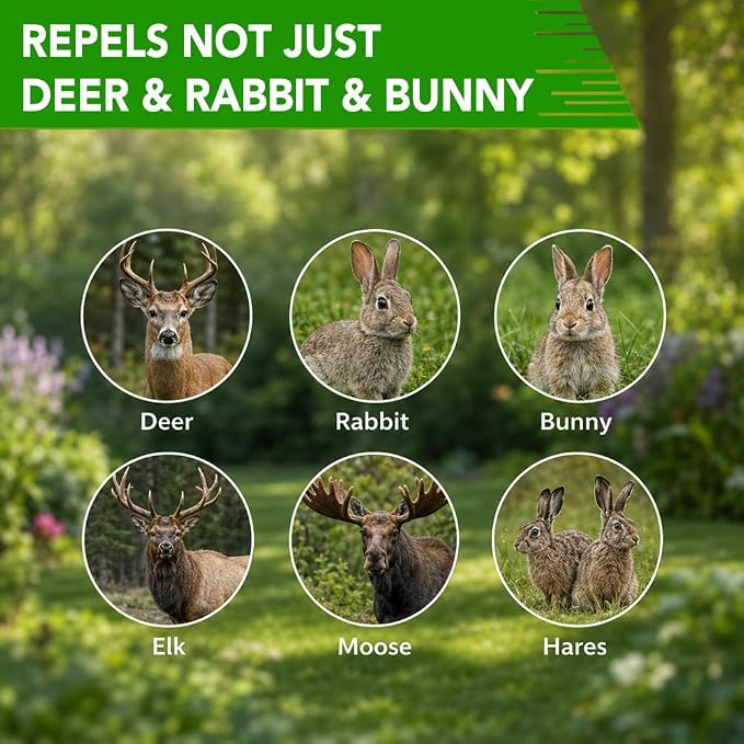 Deer Repellent for Plants, Rabbit Repellent for Garden, Deer and Rabbit Repellent Outdoor, Bunny Repellent, Keep Deer Away from Your Garden/Yard, 90 Days Protection, 12 Packs