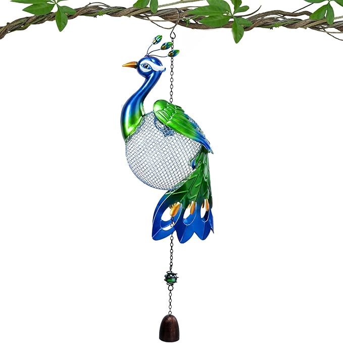 Yinns Bird Feeders - Squirrel Proof Wild Bird Feeder for Outside, Peacock Shaped Birdfeeders, Metal Hanging Bird Feeder for Garden Patio Yard Decor
