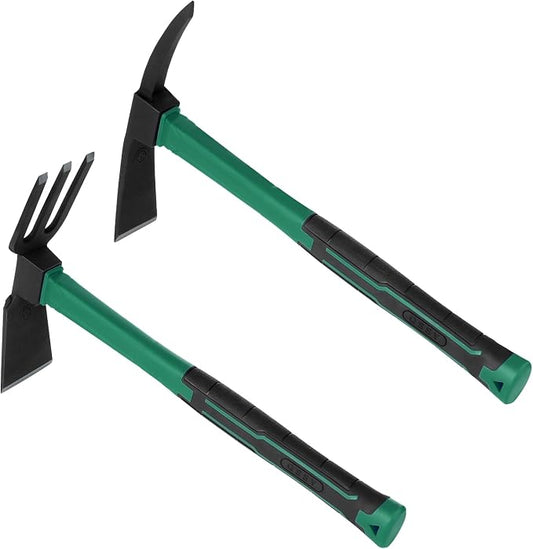 2pcs Garden Tools Comfortable Handle Hoes for Garden Work Carbon Steel Outdoor Tools（Light Blue）