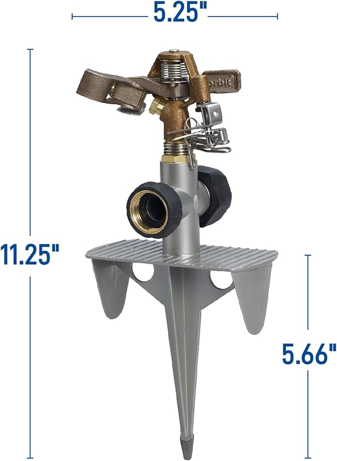 Orbit Lawn Sprinkler 56946 | Heavy‑Duty Brass Impact Head | Adjustable 360° Coverage | Up to 90 ft Diameter | Zinc Spike Base | Durable Outdoor Watering