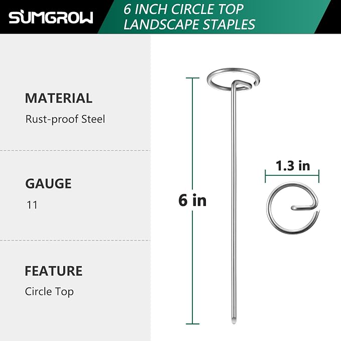 120 Pack 6-inch, Landscape Staples, Fabric Pins, Weed Barrier Stakes, Circle Top Galvanized Steel Spikes for Securing Outdoor Tent, Ground Sheets, Fleece, Edging, Lawn Turf, Decorations