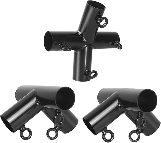 Aoneky 1" Corner Canopy Connector Kit for 3/4 Inch EMT Pipe, Universal Expansion Fittings to Add 2 Legs to Canopy Carport Frame, 156 Degree Peak Angle, Black (2-Legs Set)