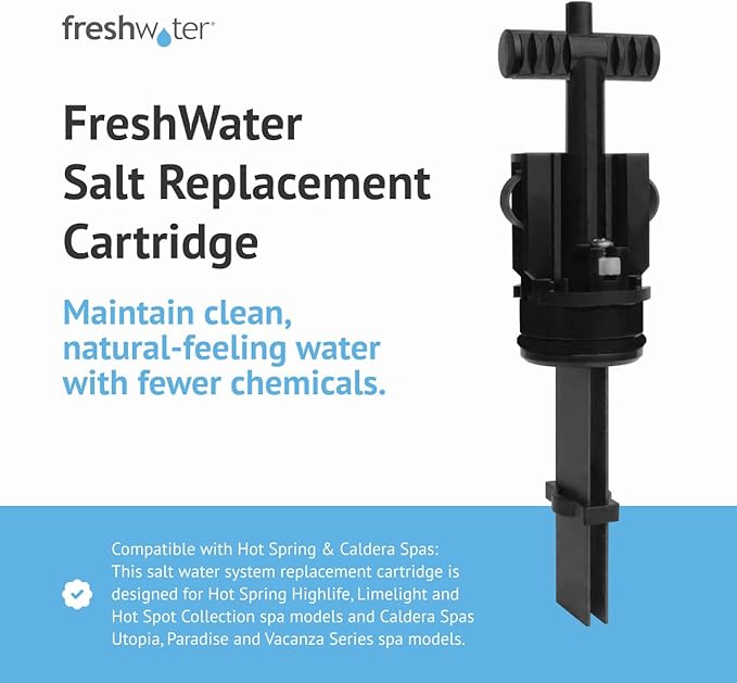 FreshWater Salt System Cartridge - Water Treatment Replacement Cartridge for Spas & Hot Tubs - Easy Maintenance - Supports Natural-Feeling Water to Help Prevent Dry Eyes & Itchy Skin (3 Pack)