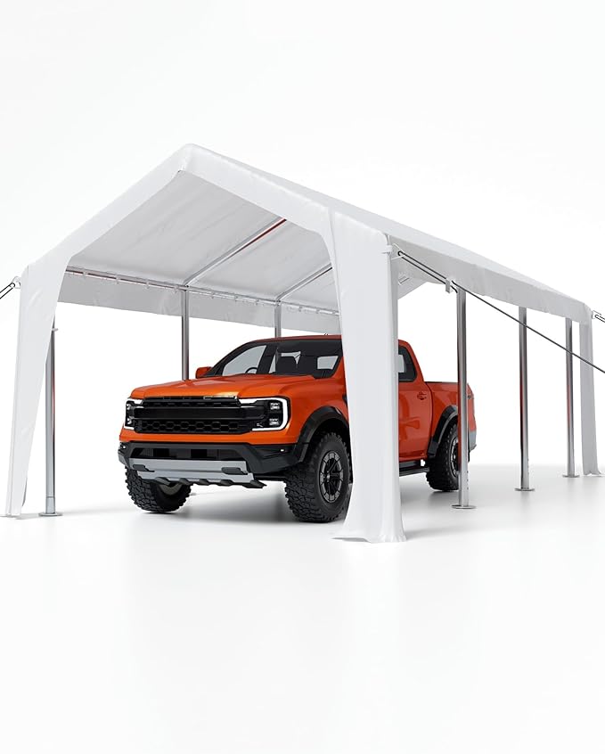 Heavy Duty Carport Replacement Canopy Cover – Waterproof, UV & Wind Resistant PE Tarp – Fits 13x20 ft, 200G – White, Top Cover Only (Frame Not Included)
