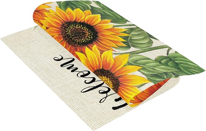 Wamika Welcome Sunflower Fall Autumn Maple Leaves Double Sided Burlap Garden Yard Flag 28" x 40",Summer Fall Sunflowers Flower Farmhouse Burlap Decorative Garden Flags Banner for Outdoor Home