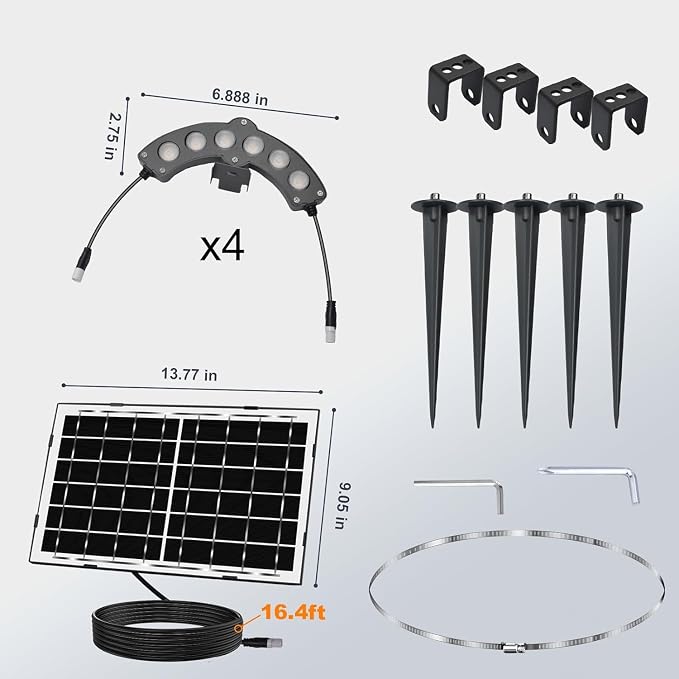 Solar Palm Tree Lights Outdoor Warm Light 3000K, Solar Spotlights for Plam Trees 12000 mAh Batteries Solar Powered LED Ring Tree Lights up to 12+ Hours for Outside House Garden Landscape Large Trees