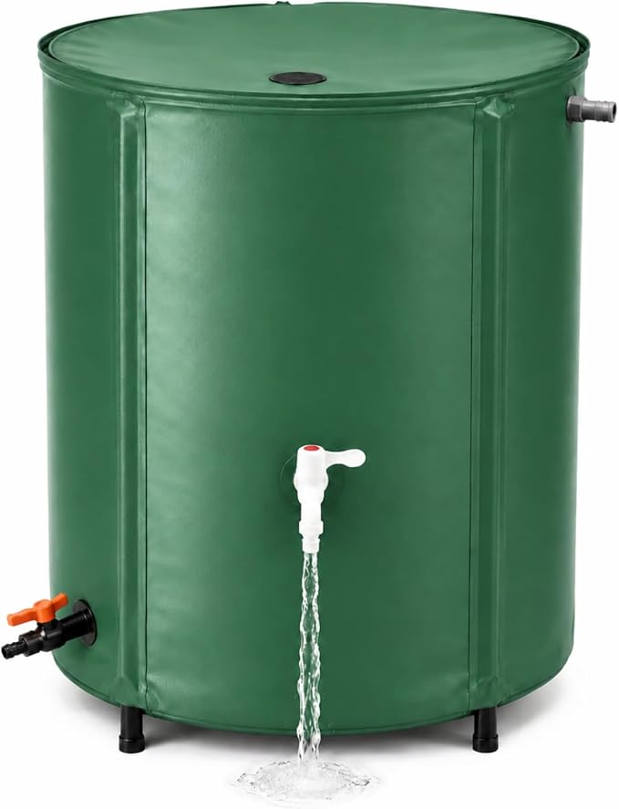 66 Gallon Collapsible Rain Barrel, Portable Rainwater Collection System with Spigot & PTFE Thread Seal Tape, Foldable Water Storage Tank for Garden, Patio & Balcony