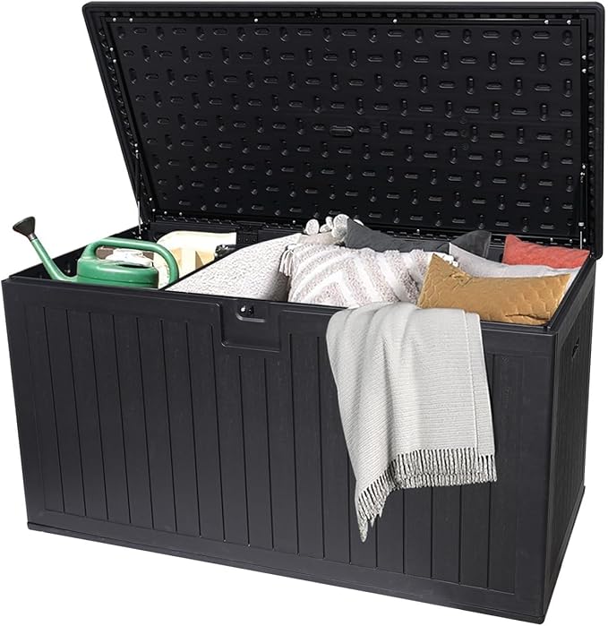 KEIKI 260 Gallon Outdoor Deck Storage Box,Large Lockable All Weather Containers for Patio Furniture Cushions,Pool Accessories,Garden Tools