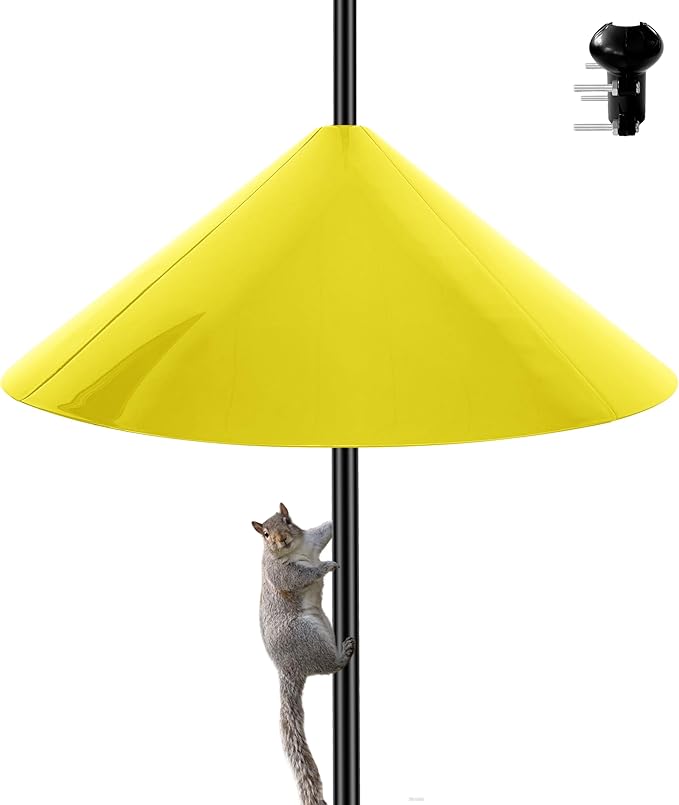 Squirrel Baffle, 19-inch Wide Squirrel Guard Stopper, Bird Feeder Squirrels Proof,Squirrel-Baffles for Shepherd's Hook(Yellow)