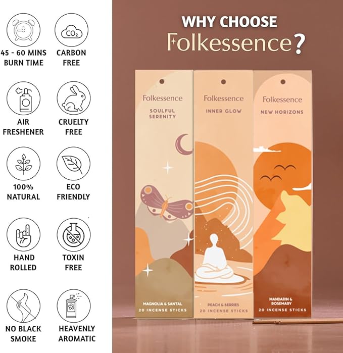 Folkulture Incense Sticks (240Sticks) | Pack of 12 Premium Incense for Graduation Gifts Yoga Meditation, Aromatherapy | Organic, Non Toxic, 45 Mins, Long Burning Palo Santo, Sandalwood, Insence-Sticks