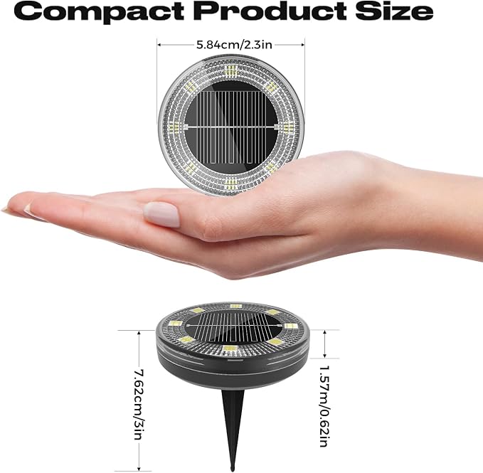 Peasur Mini Solar Ground Lights, 16 Pack Flat Solar Disc Lights Outdoor Waterproof, 2.3 Inch Small Solar Garden Lights Landscape Lighting for Outside Pathway Garden Yard Lawn Walkway,Cool White