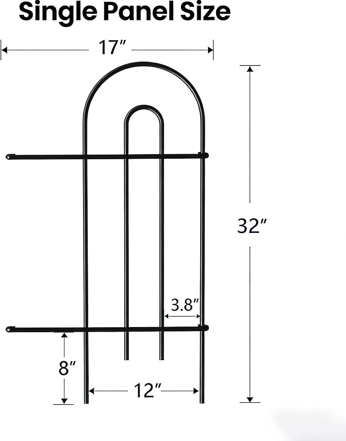 32in(H)×50ft(L) Black Decorative Garden Border Fence Total 35 Panels No Dig Metal Folding Fence Garden Edging Border Fence for Animal Barrier Fencing Flower Bed Yard Patio