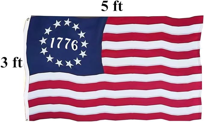 Embroidered 1776 Betsy Ross American Flag 3x5 Outdoor-13 Colonies Revolution USA Flags Heavy Duty Embroidered Stars Sewn Stripes With 2 Brass Grommets for Outside
