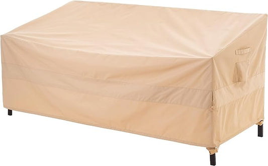 WJ-X3 2-Seater Outdoor Loveseat Sofa Cover, 58" x 40" x 35", Beige | Waterproof, UV-Resistant, Windproof, Tear-Resistant