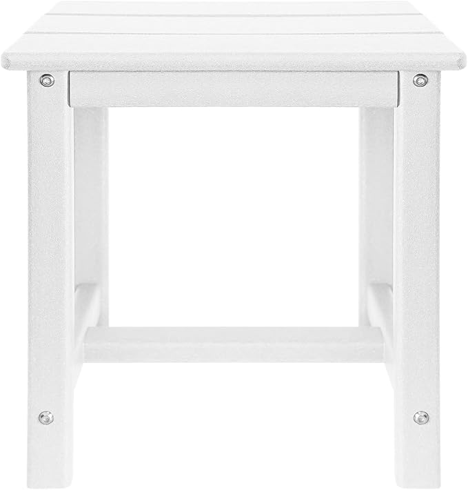 GARDENSTAR Adirondack Square Side Table,one-Tier Outdoor end Table, Patio Side Table for Pool,Porch,Backyard,Relaxing Companion (White)