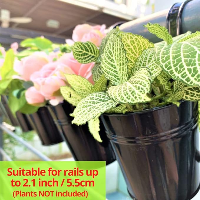 LaLaGreen Bundle- 10 Pack, 4 Inch Black Metal Pot + 4 Pack, 12 Inch Self Watering Pot Geometric Hanging Vertical Wall Mounted Flower Vase Balcony Porch Home Decor Succulent Herbs Plant Holder Garden