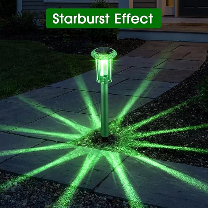 Eyrosa Solar Outdoor Lights, St Patricks Day 10 Pack Solar Pathway Lights Outdoor Waterproof, Stainless Steel Stake Lighting for Garden Yard Path Walkway Driveway Patio Lawn Outside Décor,Green