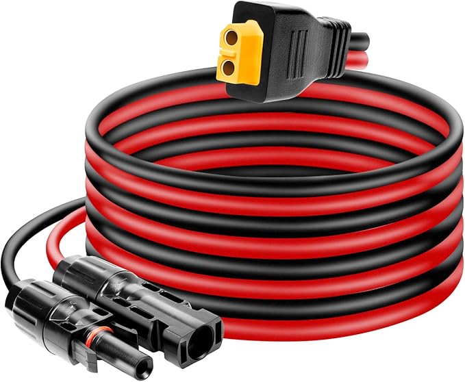 Ansoufien Solar Panel Connector to XT60 Connector Cable 5FT, 10AWG Solar to XT60 Charge Extension Cable XT60 (Plug Female) Cable for RV Folding Solar Panel, Portable Power Station, Solar Generator