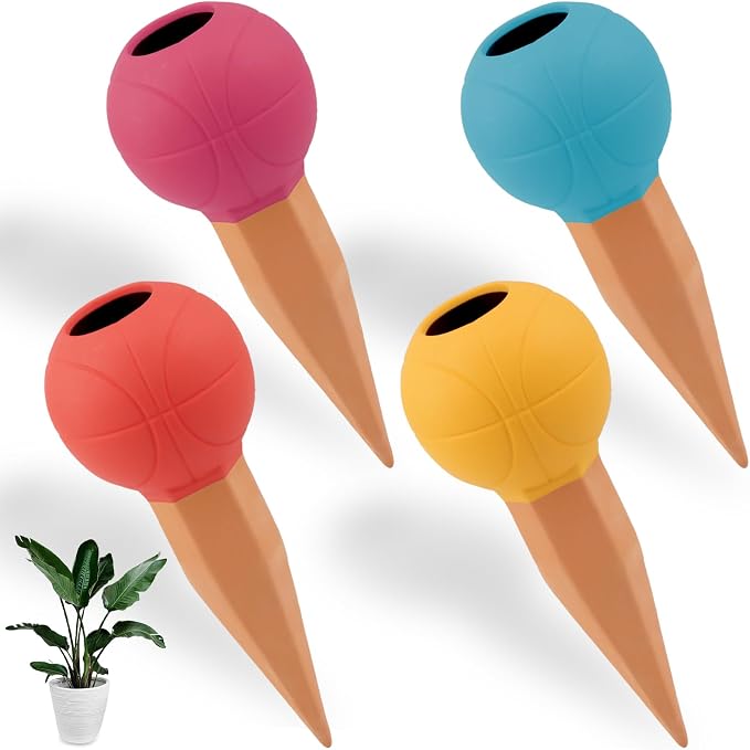 Terracotta Watering Spikes, 4 Pack Self Watering Globes, Plant Watering Bulbs, Automatic Watering Devices for Indoor & Outdoor Plants